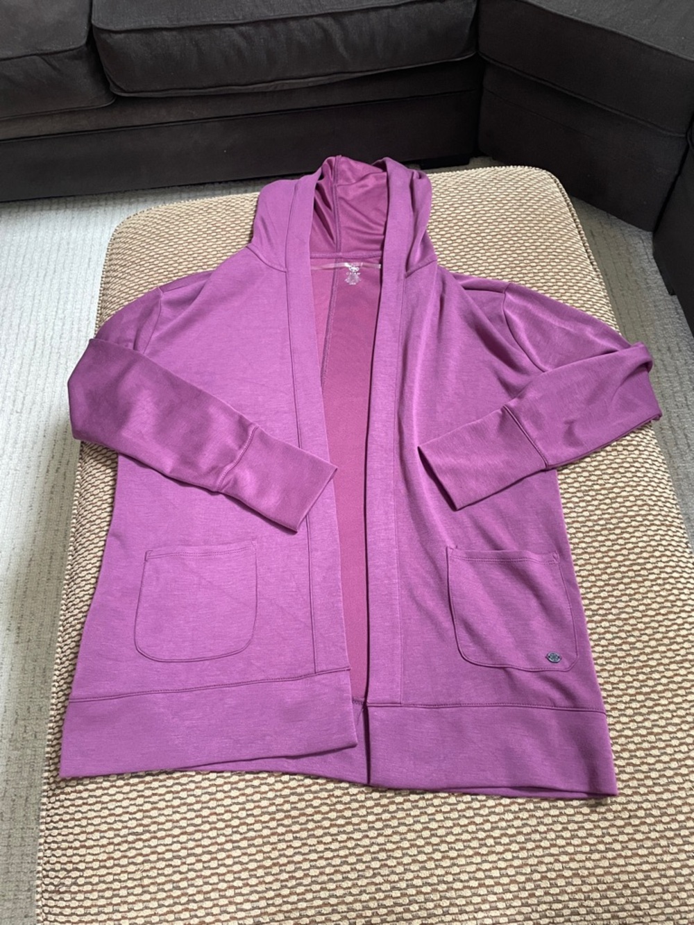 GAIAM Purple Open-Front Hooded Cardigan Sweatshirt
